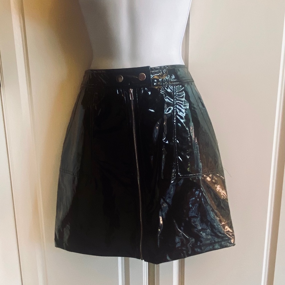 VINYL PU LEATHER VINYL ZIPPERED SKIRT